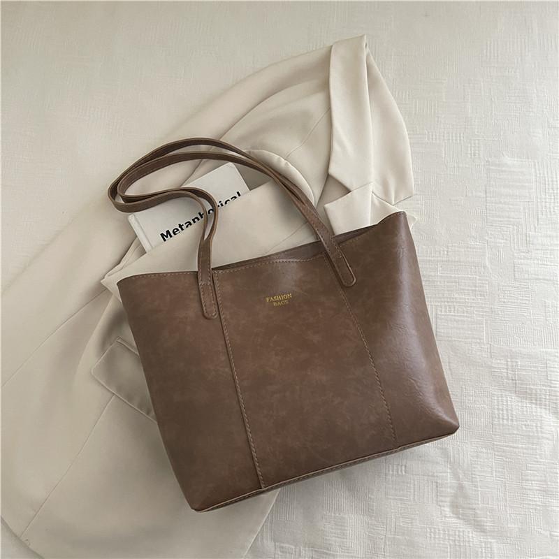 Large Capacity Faux Leather Tote Bag for Women Minimalist Casual Commute Shoulder Handbag