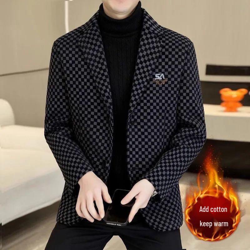 Men's High-End Autumn Winter Stand-Up Collar Jacket, Casual Plus Size, Suitable for Middle-Aged and Youth.
