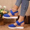 Plus Size Women's Wedge Sandals - 2024 Summer Collection, Wide Strap, Closed Toe, Versatile Design