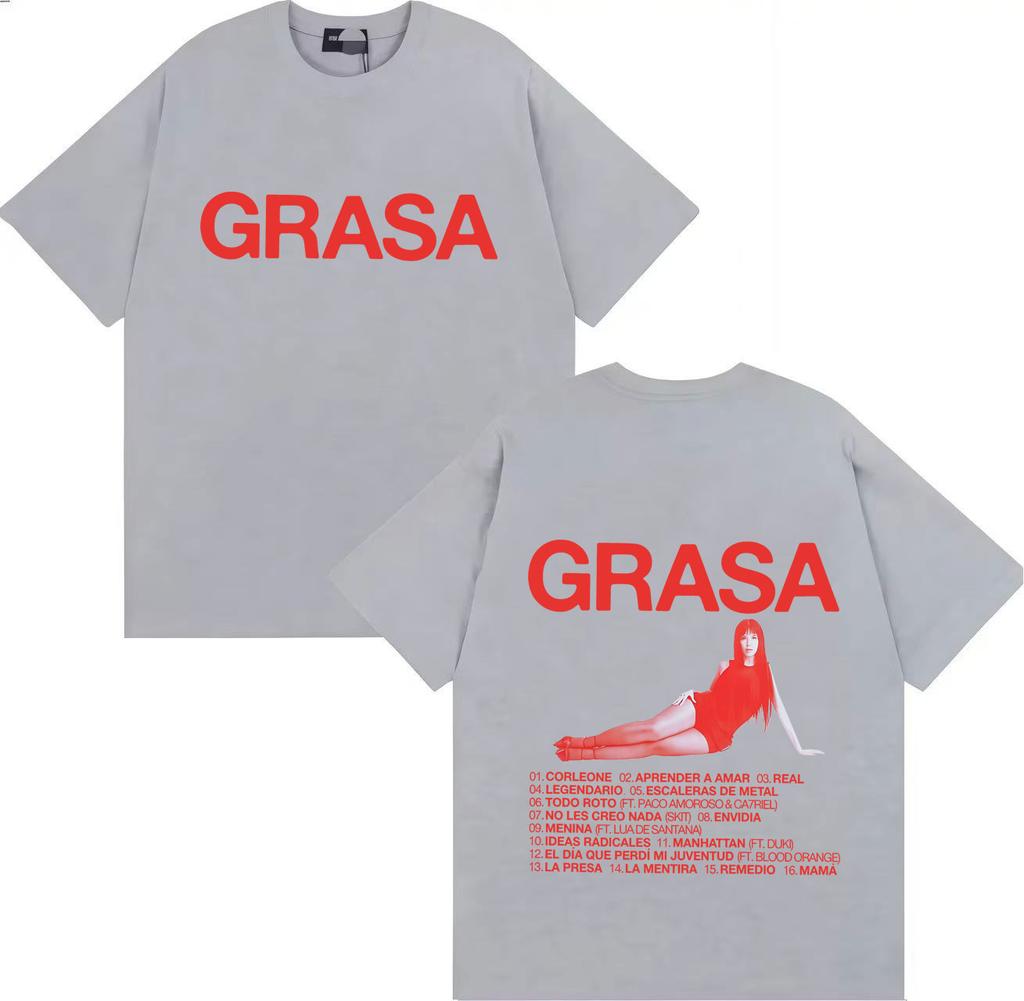 The Best-selling Rapper Nathy Peluso Grasa's 2025 Print Trendsetter Summer Print 100% Pure Cotton Loose Casual T-shirt