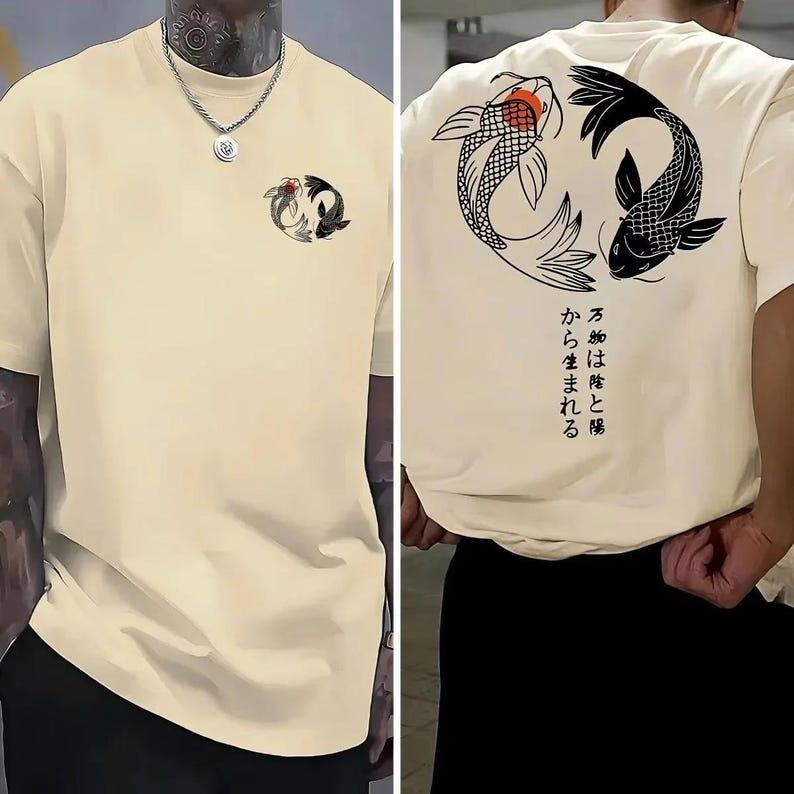 Harajuku Koi Fish Cotton Tshirt Graphic Y2k Streetwear Funny Graphic Men Women Harajuku Retro 90s Streetwear Tee Tops 2026