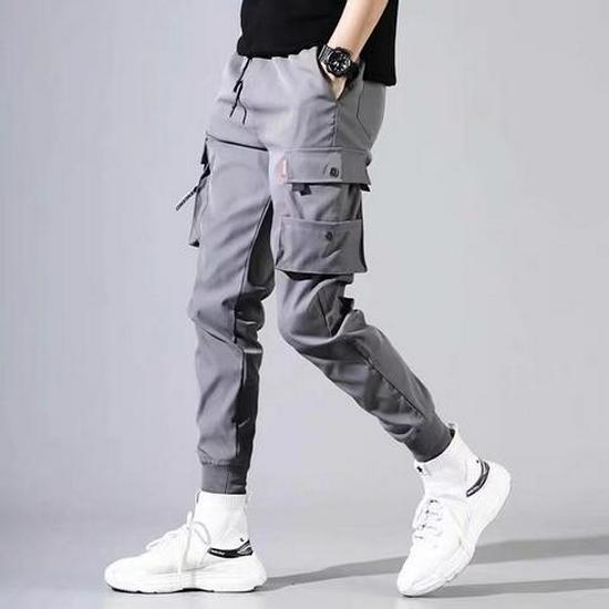 Men's Korean Style Multi-Pocket Jogger Cargo Pants - Spring/Summer Casual Long Pants for Students & Teens