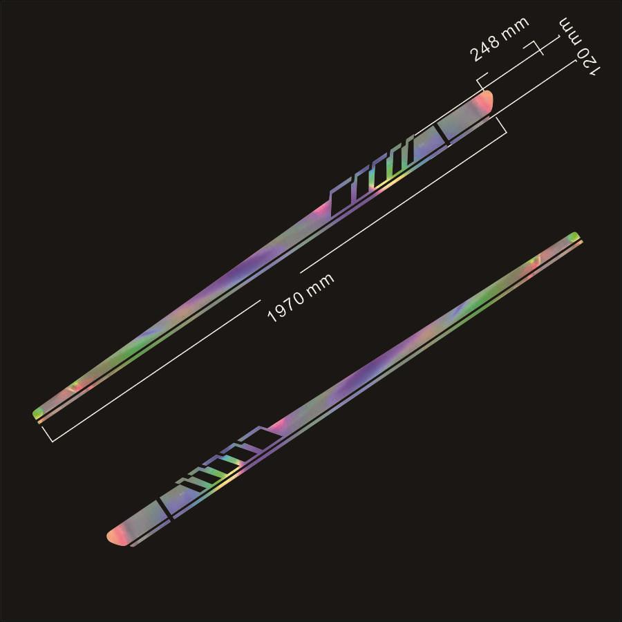 2Pcs Laser Reflective Car Auto Graphics Both Side Body Vinyl Decal Sticker Sports Racing Race Car Long Stripe Decals