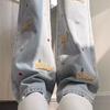 Embroidered Loose Straight Leg Jeans for Women High Waist Loose Plus Size 3xl Casual Wide Leg Denim Trousers Female