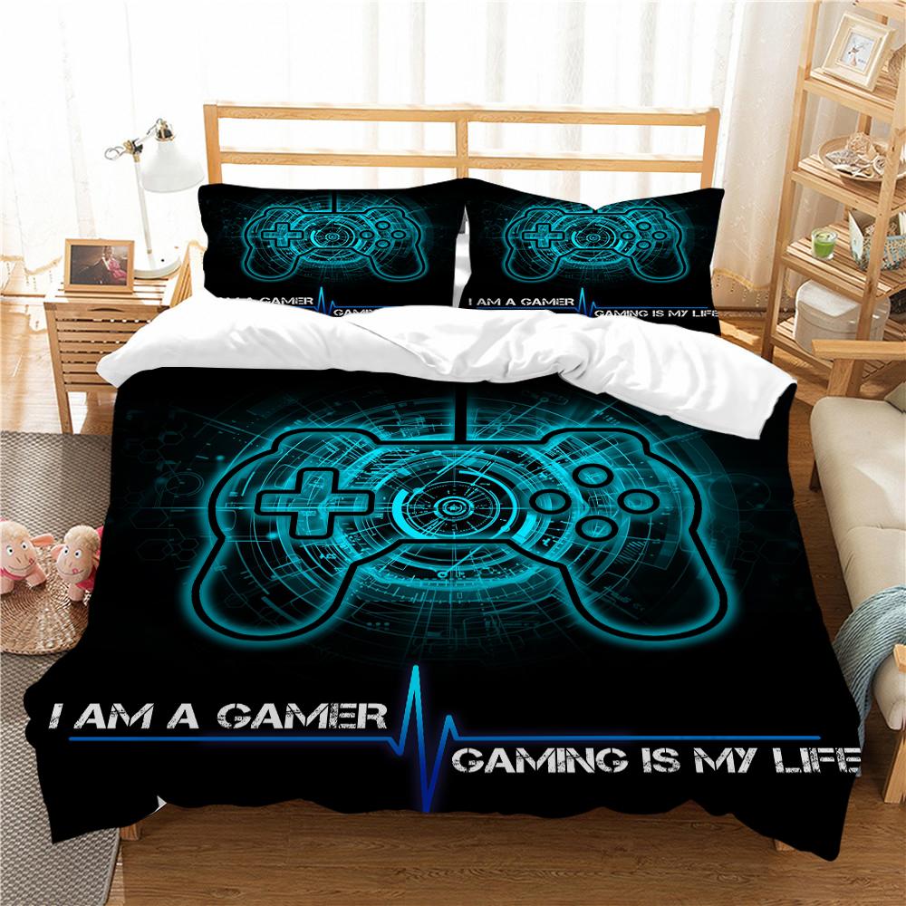 3D Game Player Quilt Pillowcase 3/2-piece Family Bedroom Bedding Set Single Bed Double Bed Full Size Household Bedding