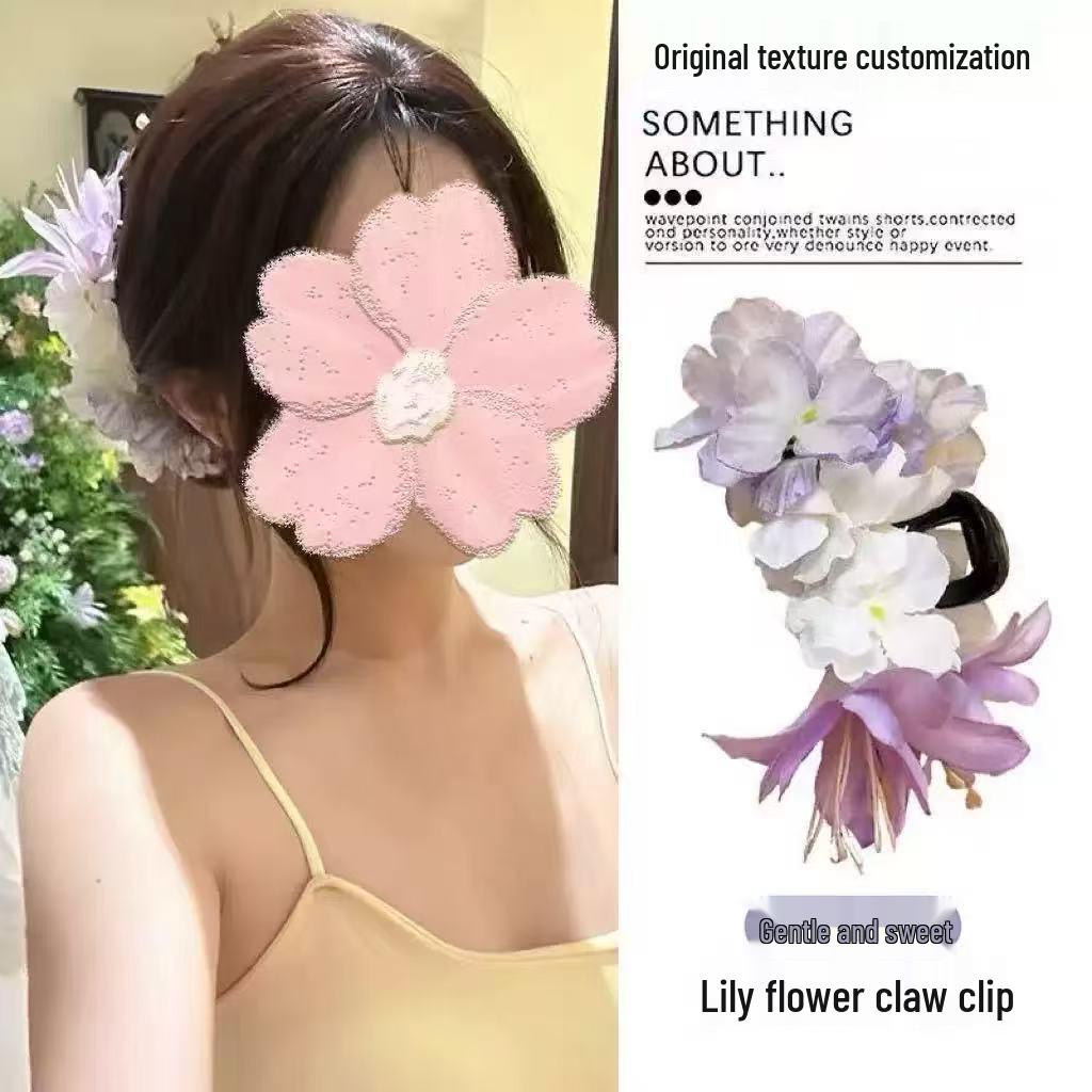 Seaside Atmosphere Lily Flower Hair Clip for Women - Vacation Style Accessory