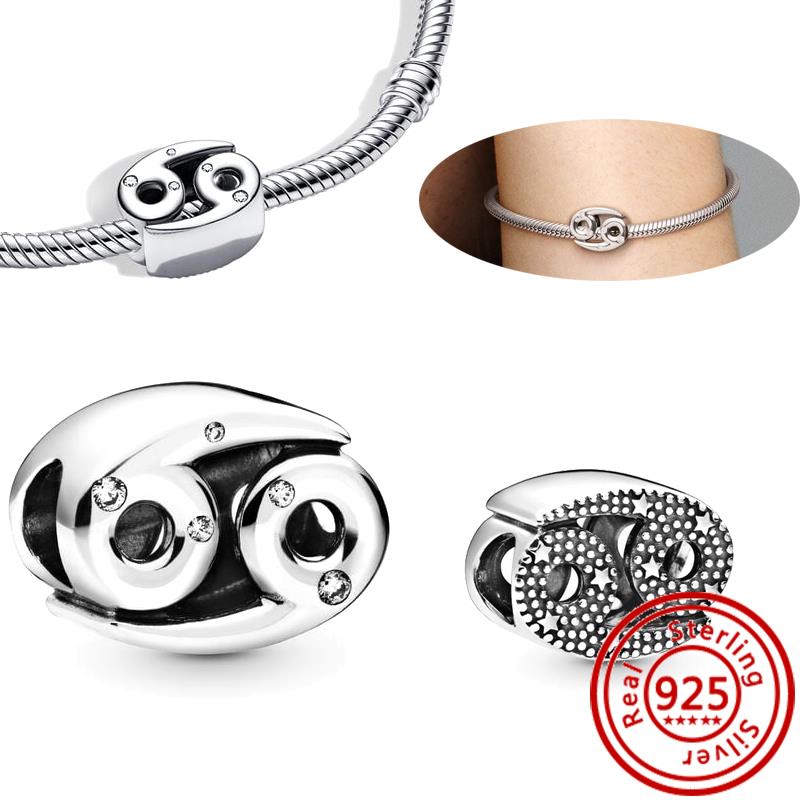 100% 925 Sterling copper Sparkling Twelve Star Sign Zodiac Constellation Charm Beads Fit Original Pandora Bracelet Women Zircon