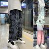 Mid-rise Elastic Waistband Drawstring Pockets Men Pants Cartoon Print Straight Wide Leg Pants Streetwear