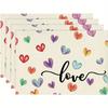 4/6pcs Set Colorful Heart Valentine's Day Seasonal Placemats, Suitable for Home Kitchen, Dining Room, Parties, Indoor/Outdoor Decoration, 12x18 In