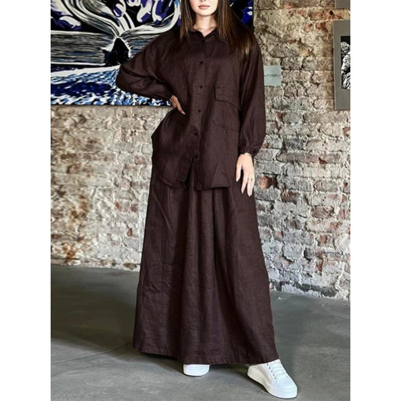 IHUASU Kadın Moda Günlük Sonbahar Kış Uzun Kollu POLO Yaka Pantolon Takımları
