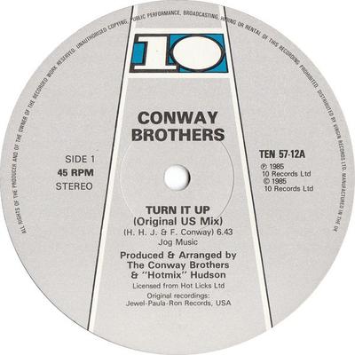 12inch Record CONWAY BROTHERS  Turn It Up TEN5712 10 Records 1985 UK SoulFunk Used