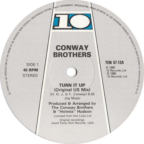 12inch Record CONWAY BROTHERS - Turn It Up TEN5712 10 Records 1985 UK Soul/Funk Used