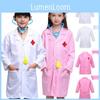 Stylish Doctor Coat Costume For Kids Featuring Lapel Design And Button Closure For Dress Up Fun