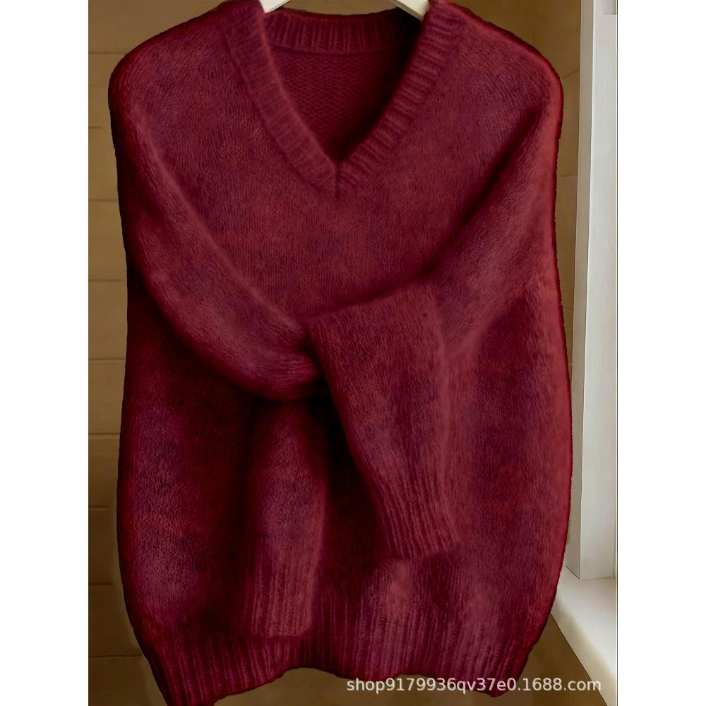 Pulover cu gât în V pentru femei Moale Pufoasă Confortabil Premium Elegant Primăvară Toamnă