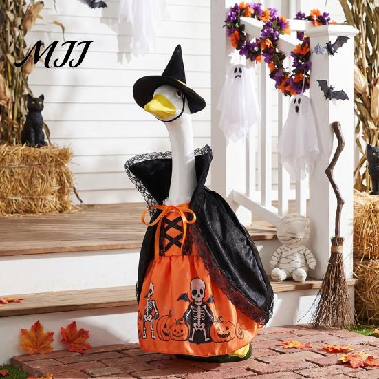 Outdoor Christmas Party Decor 1 Set Porch Goose Outfit, Festive Dress with Hat, Winter Halloween Yard Ornament Outfit Fall Holiday Costume for 23 Inch