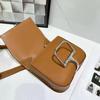 Della 2024 Palm Pattern Cowhide Messenger Bag with Silver Buckle