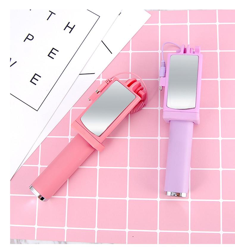 Mirror Monopod Premium Quality Wired Selfie Stick Extendable Design Travel For