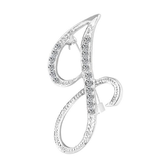 1 Pc Fashion Unisex Rhinestone English Letters Alphabet A-Z Brooch Pin Ornament