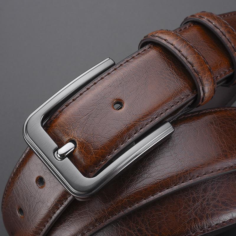 Men'S Retro Leather Pin Buckle Belt Simple Belt Trendy Belt