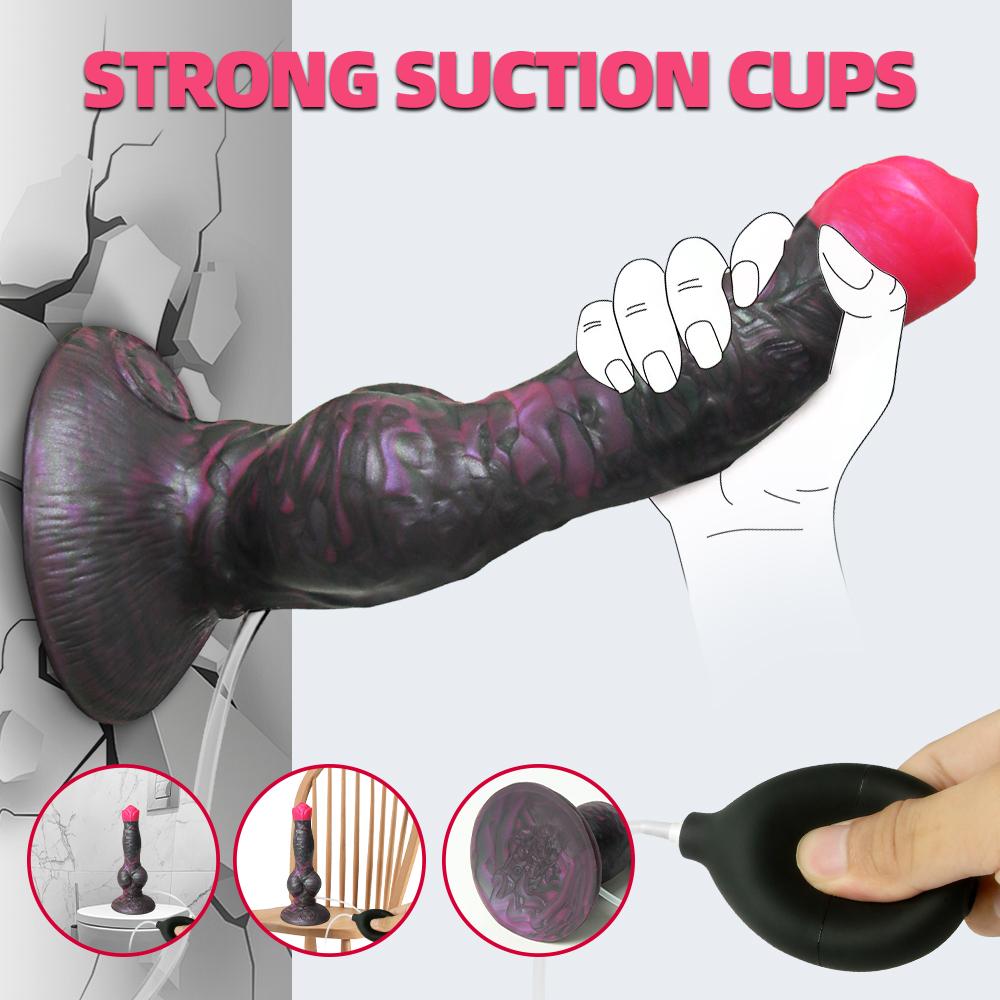 Large Dog Knot Ejacultion Dildo With Sucker Spray Liquid Function Sex Toys For Women/Men/Couple Purple Silicone Squirting Penis