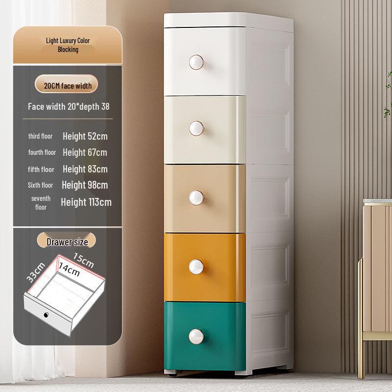 Slim Plastic Multi-Layer Storage Cabinet with Drawers for Kitchen and Bathroom