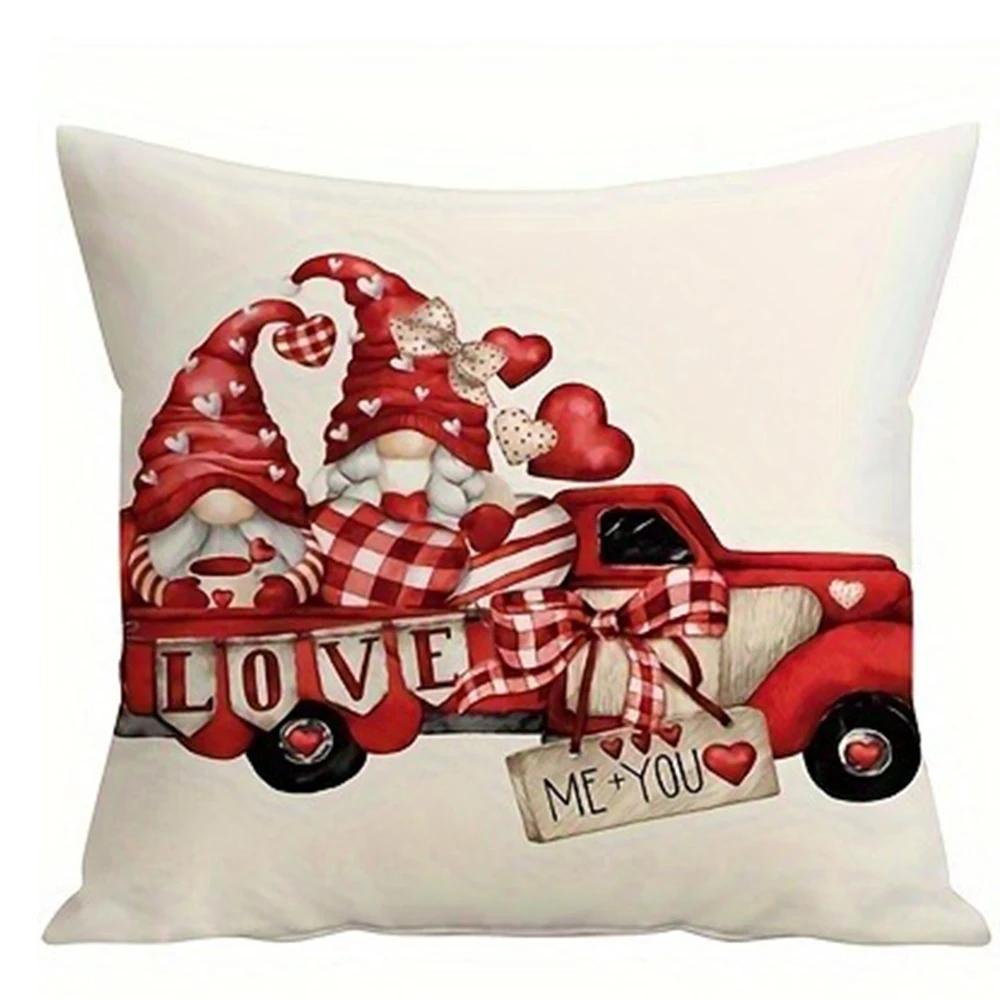 Valentine'S Day Decoration Pillowcase Dwarf Love Xoxo Pattern Design Is Suitable For Home Room Sofa Cushion Cover Lover Gift Sho
