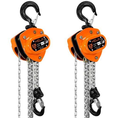HELIX Chain Block, 0.25t, 2.5m, Chain Hoist, Lever Hoist, Tensioner, Manual, 250kg Lift Capacity, Chain Roller, HVC-025 (Set of 2)