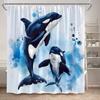 Dynamic Orca Whales Shower Curtain - Water-Resistant Fabric For Bathroom - Perfect For Ocean And Marine Lovers
