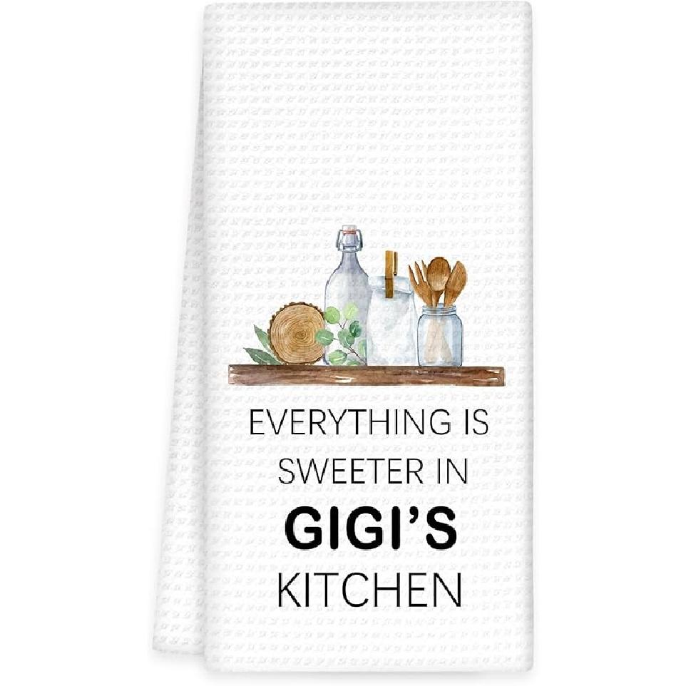 Grammy Gifts for Grandma Kitchen Towels -Gifts for Grammys Mothers Day Hand Towels, Sweeter in Grammy's Kitchen Decorative Dish Tea Towel, Grammys