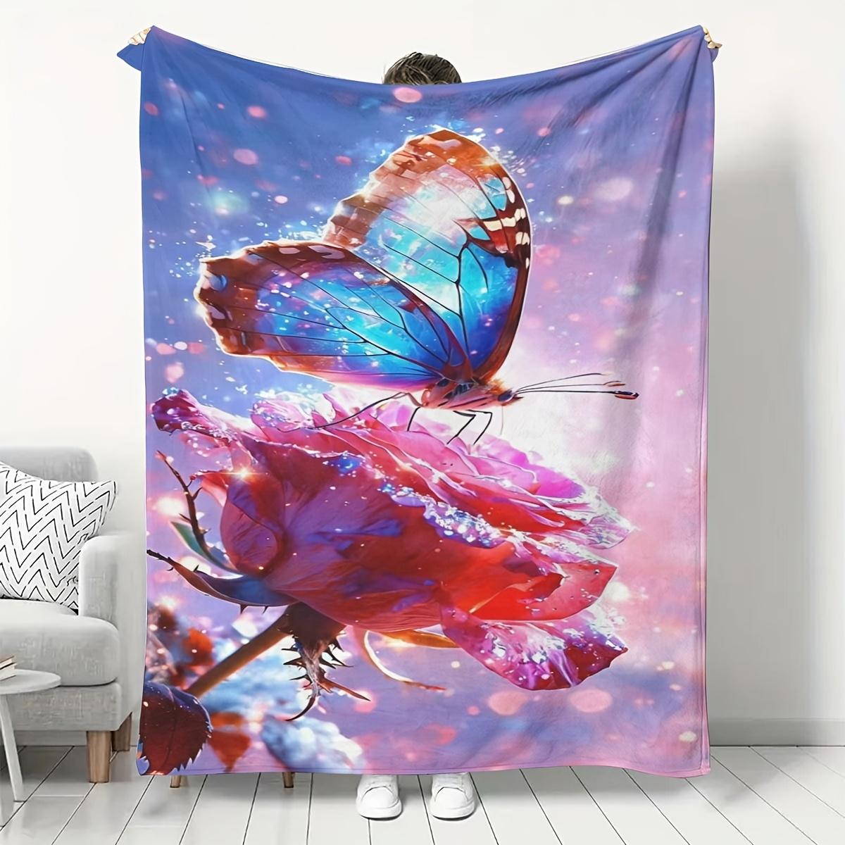 

Enchanted Butterfly Blanket - Soft Cozy Throw with Glowing Rose Design, Perfect for Home Decor, Unique Gift for Nature Lovers 75x90cm