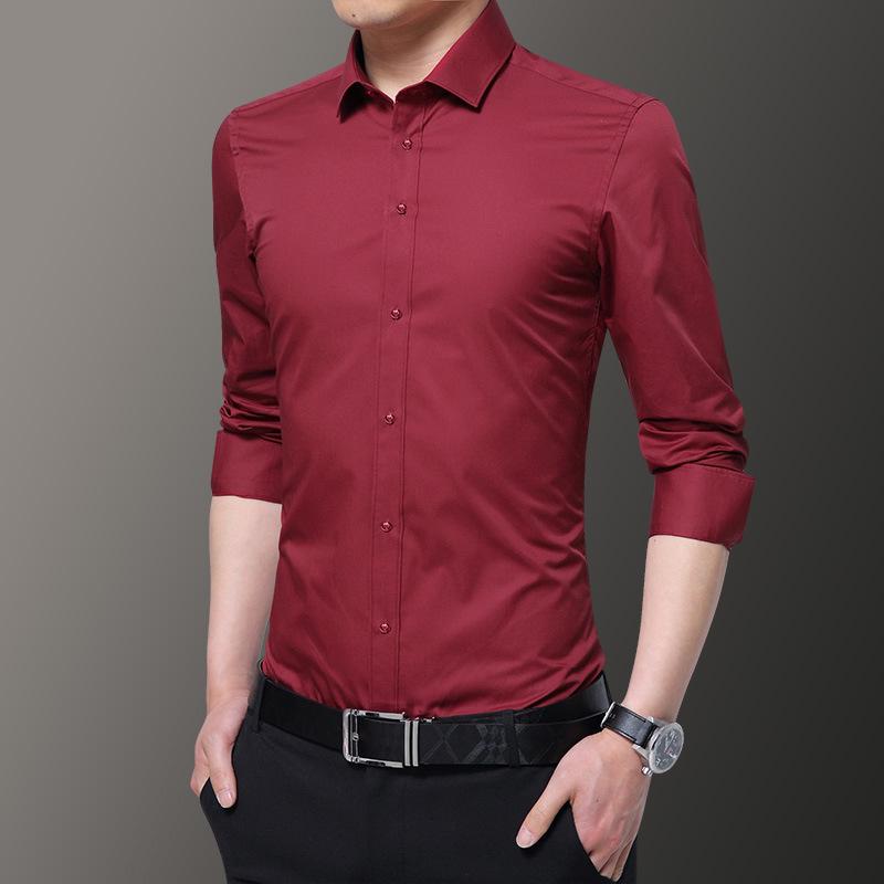 Herren Koreanischer Stil Slim Fit Graues Langarmhemd - Trendige Freizeit- und formelle Kleidung für Frühling und Herbst