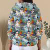 Women's Fashion Casual Sweater Button-Up Print Cardigan  Hooded Jacket