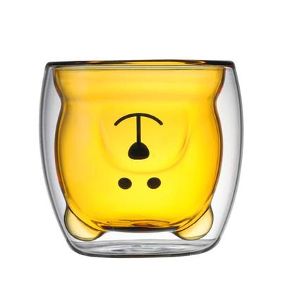 MULTIPOTENT Ins Style Double-Layer Bear Glass Cup