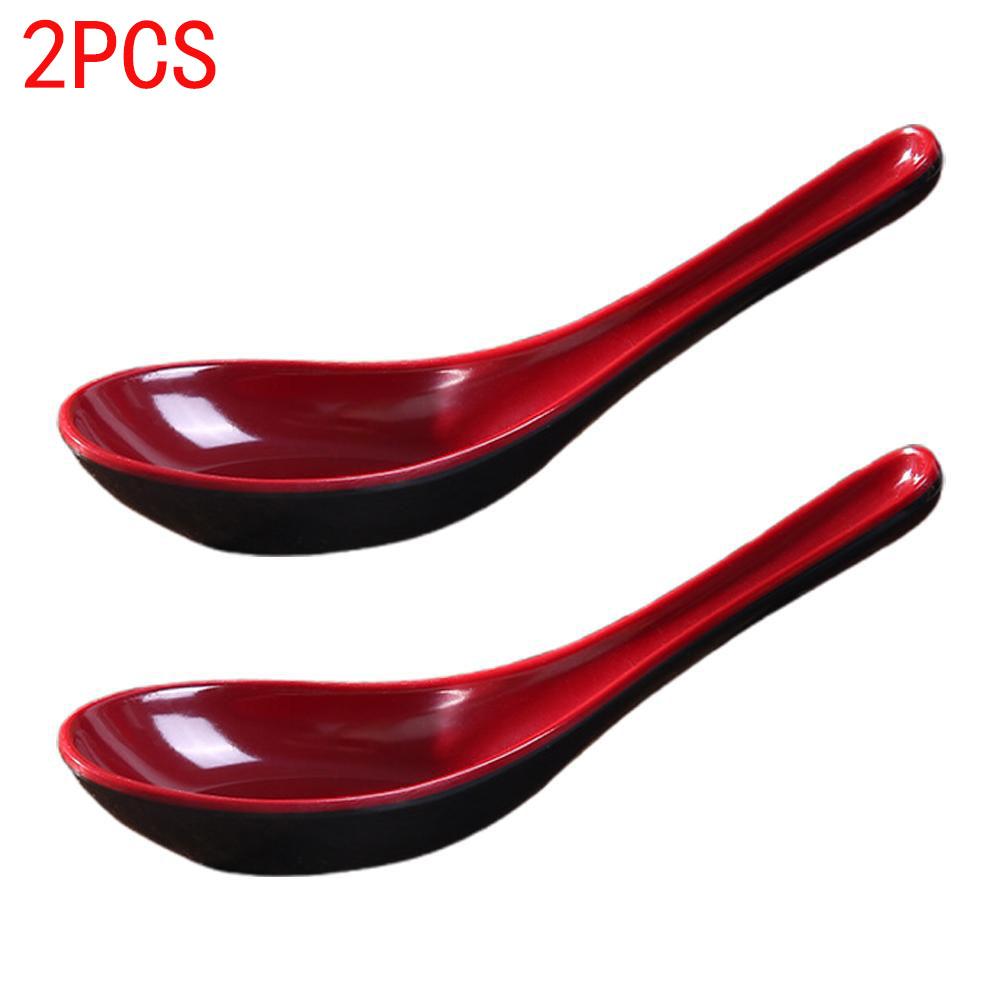 1/2/3pcs Red and Black Anti-Shock Spoons Japanese Rice Spoon Dumplings Porridge Soup Spoon Restaurant Bar Kitchen Cutlery