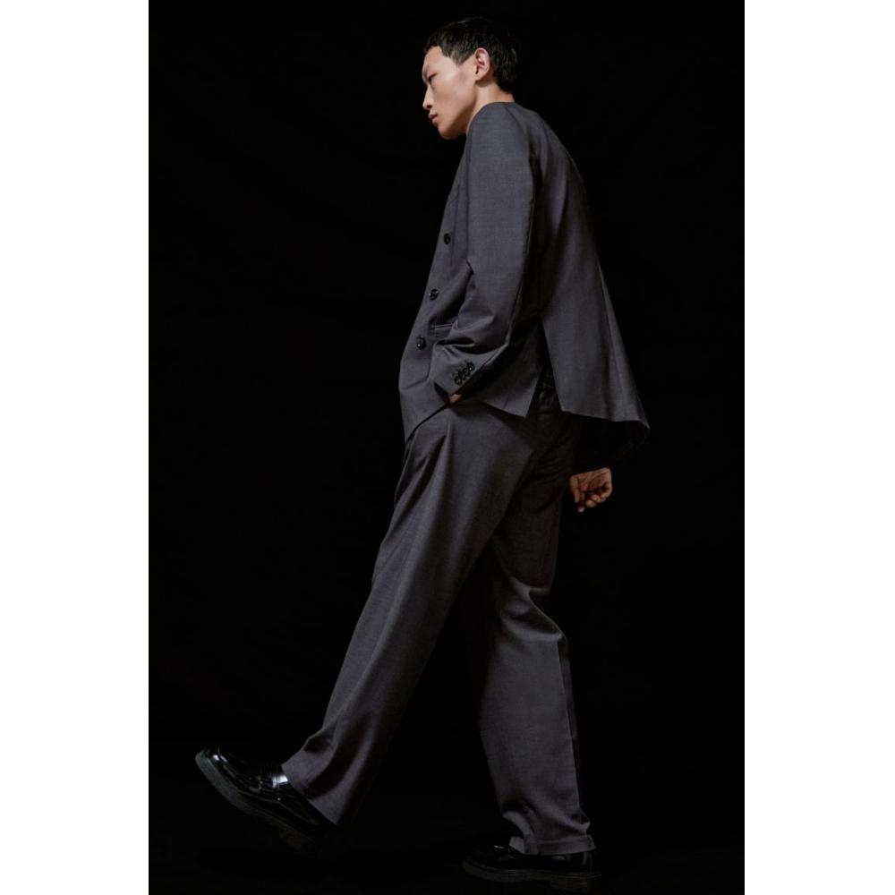 H M Relaxed Fit Suit Pants Dark Grey
