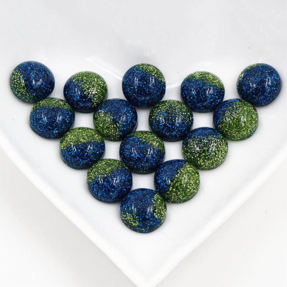 New Fashion 40pcs 12mm Mix Colors Stylish Color Brushed Style Flat back Resin Cabochons Cameo