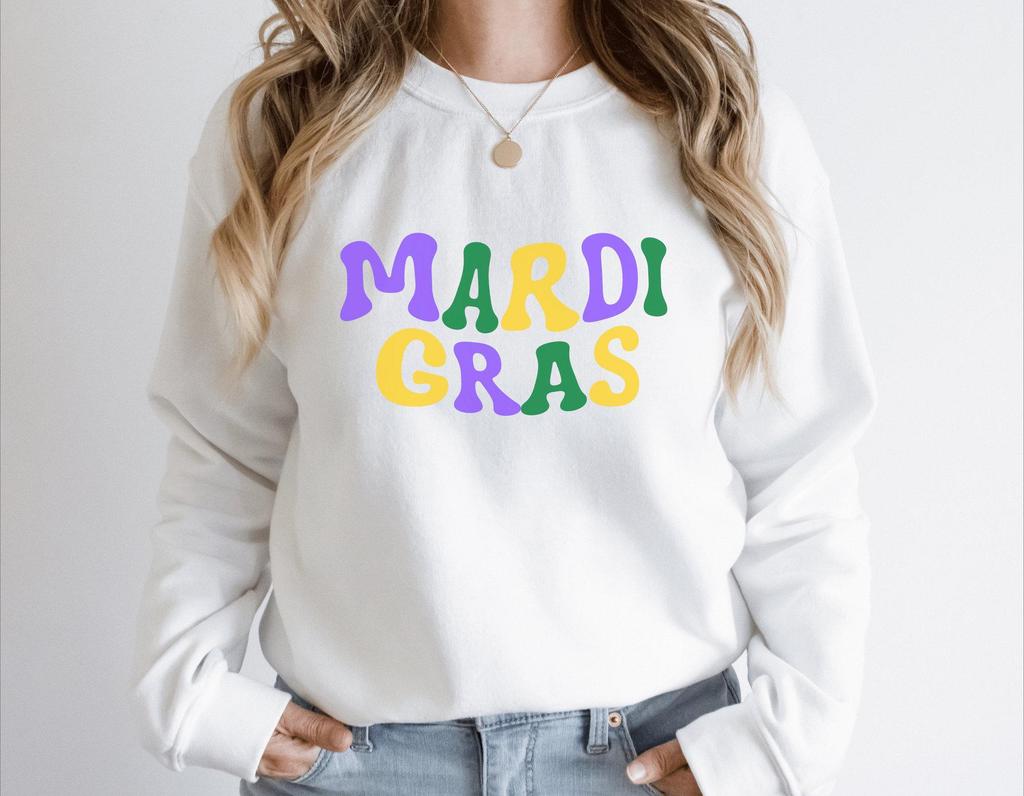 Women's Mardi Gras Carnival Round Neck Long Sleeve Sweatshirt