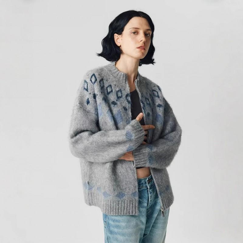 Unisex Vintage-Inspired Knit Cardigan Sweater Loose Fit V-Neck Long Sleeve Winter Casual Wear