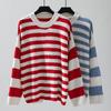 Women's Autumn and Winter Knitwear European and American Pullover Chenille Striped Color-block Sweater