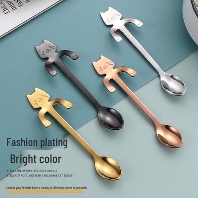 Stainless Steel 304 Hanging Cat Spoon for Coffee, Dessert, and Snack Use