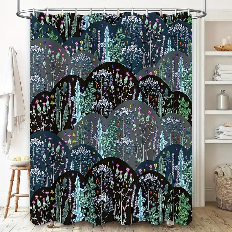 Botanical Shower Curtain Nature Floral Forest Green Plants Bathroom Decor Vintage Rustic Farmhouse Home Decor Wall Art