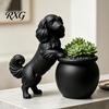 Décoration d'Art de Jardin Moderne Cache-pot Teckel à Poil Long Imprimé 3D, Pot de Fleurs Chien Mignon pour Cactus Plantes d'Air Pot de Fleurs Succulentes, Décoratif