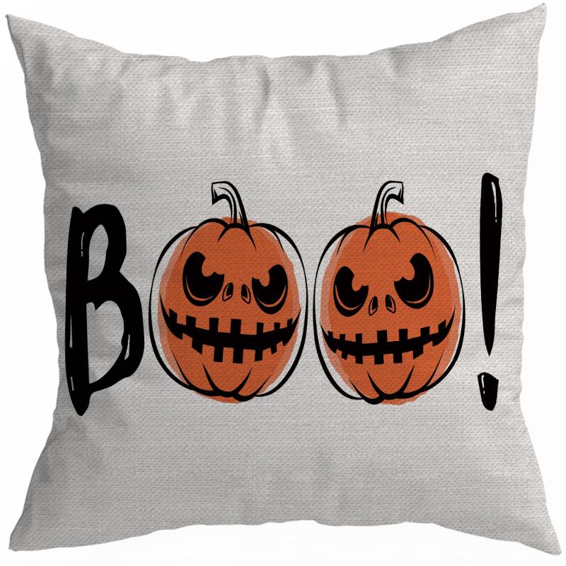 New Style 45x45cm Halloween Cushion Cover Linen Pillowcase Pumpkin Grimace Print Festival Party Decorative Pillow Covers, 1PC