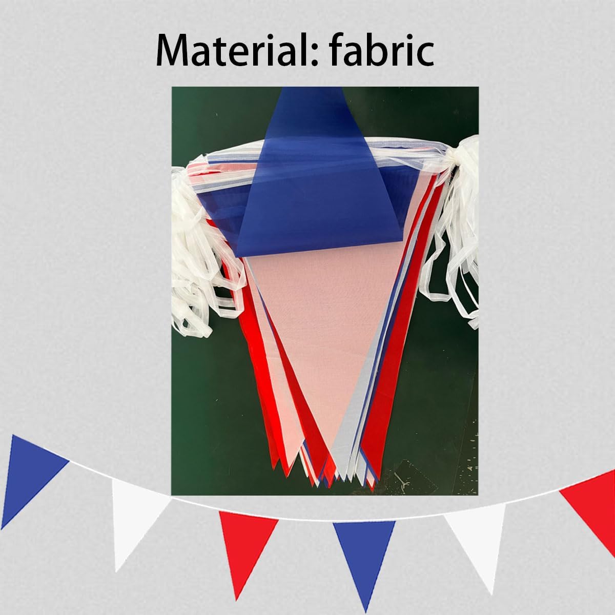 

80 Meters 262 Feet Fabric Red White and Blue Buntings Pennant Banner Garden Triangle Flags Party Decorations Festive Garlands for July 4th