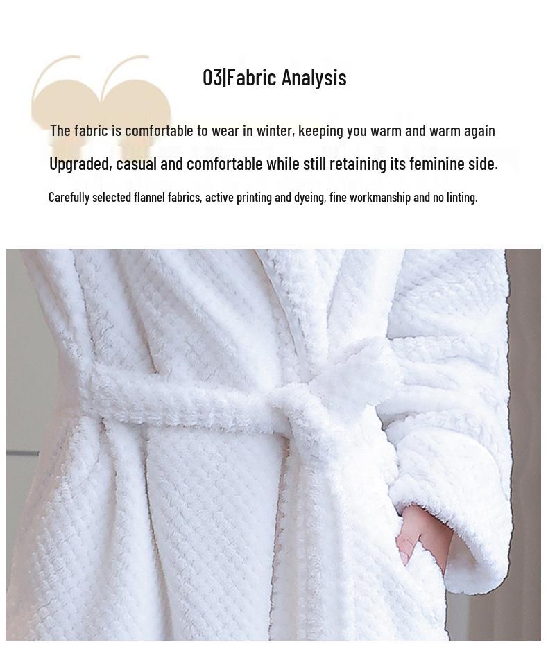 Comfortable Flannel Bathrobe: Thick Long Robe for Women & Couples In Autumn/Winter