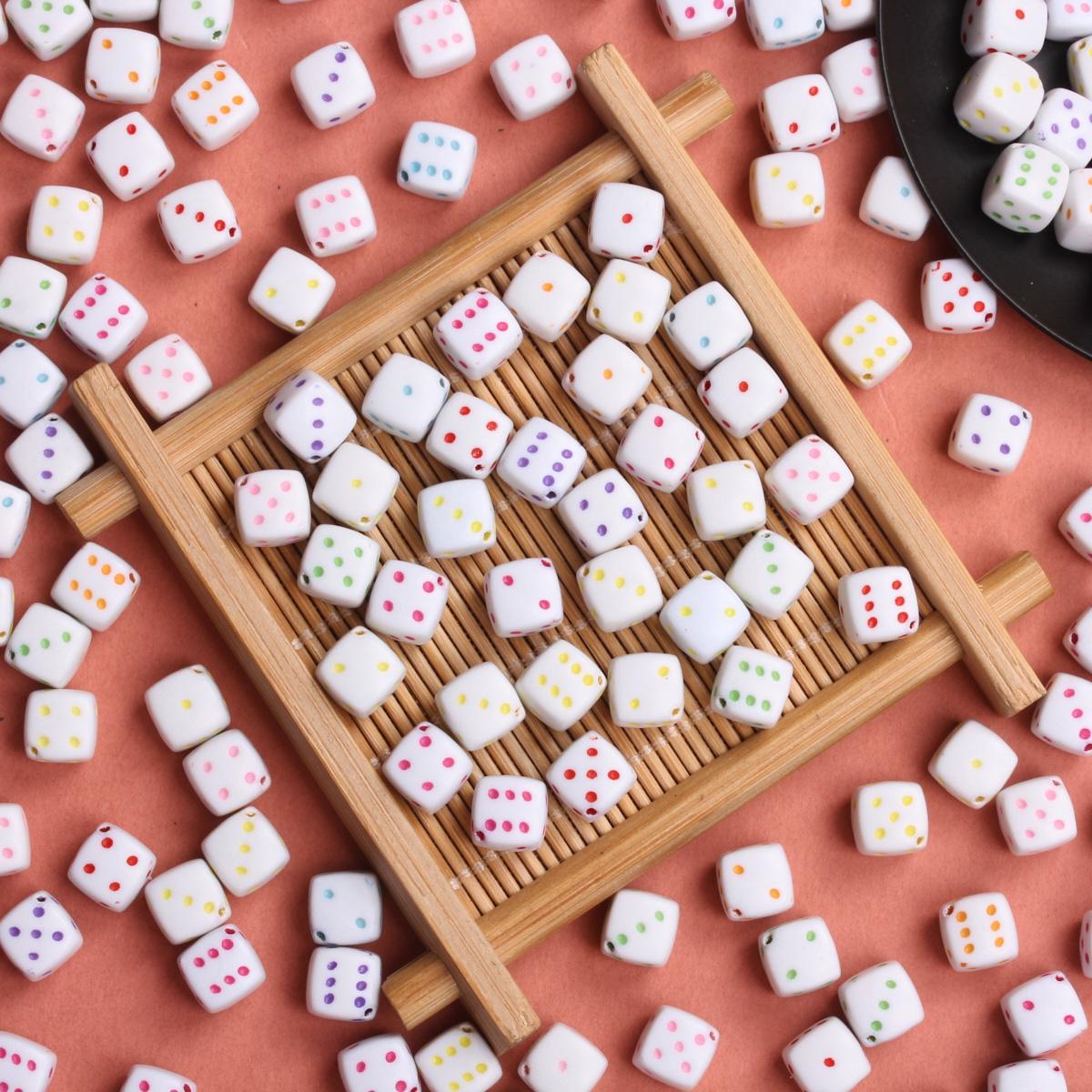 

10pcs/lot Bracelet Necklace Spacer Beads For Jewelry Making Accessories Acrylic Two Colors Dice Beads DIY Square Shape with small hole