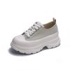 platform-soled muffin shoes women's small height increase versatile casual sports shoes women's school style French canvas lace-up women's shoes