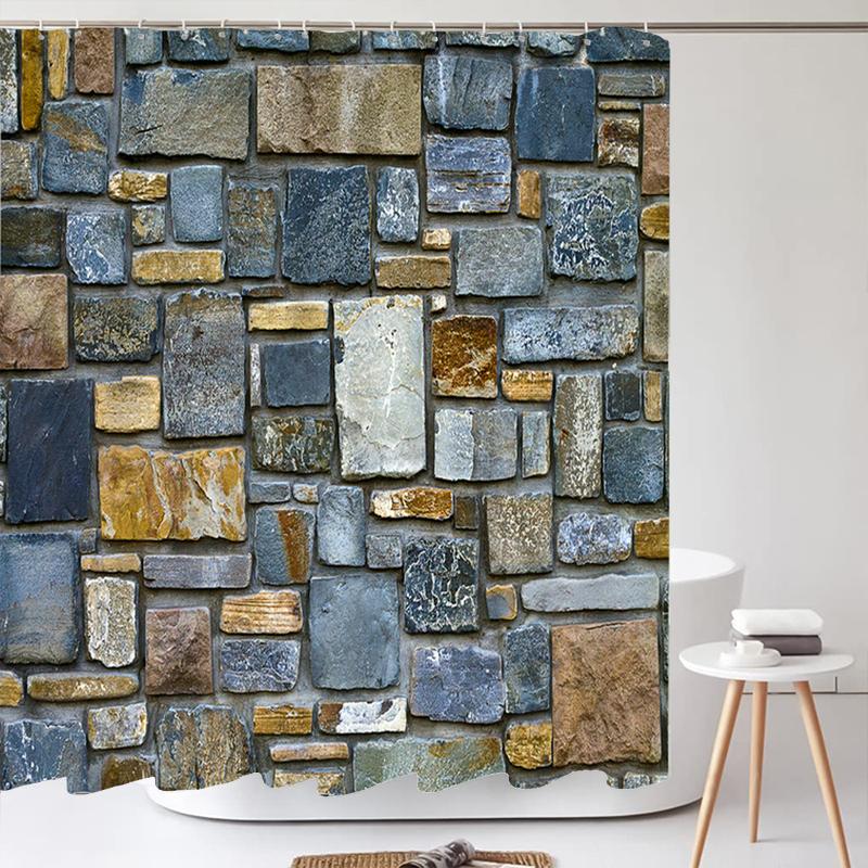Old Brick Wall Shower Curtains Bathroom Curtain for Home Decoration Waterproof Polyester Fabric Bath Screen Curtain With 12 Hook