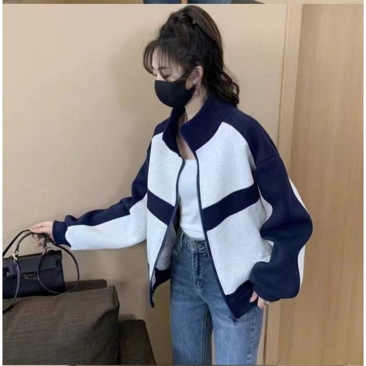 

Женская бейсбольная куртка, короткая модель, модная и универсальная, осень и весна, модный свободный крой XL