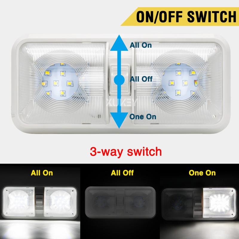 OEMASSIVE 12V 48LED 2835 SMD Interior Double Dome Ceiling Light Cabin Roof Lamp For RV Boat Camper Caravan Lorry Bus Motorhome